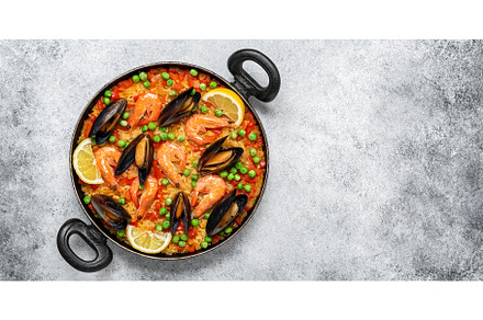 Traditional Spanish paella with