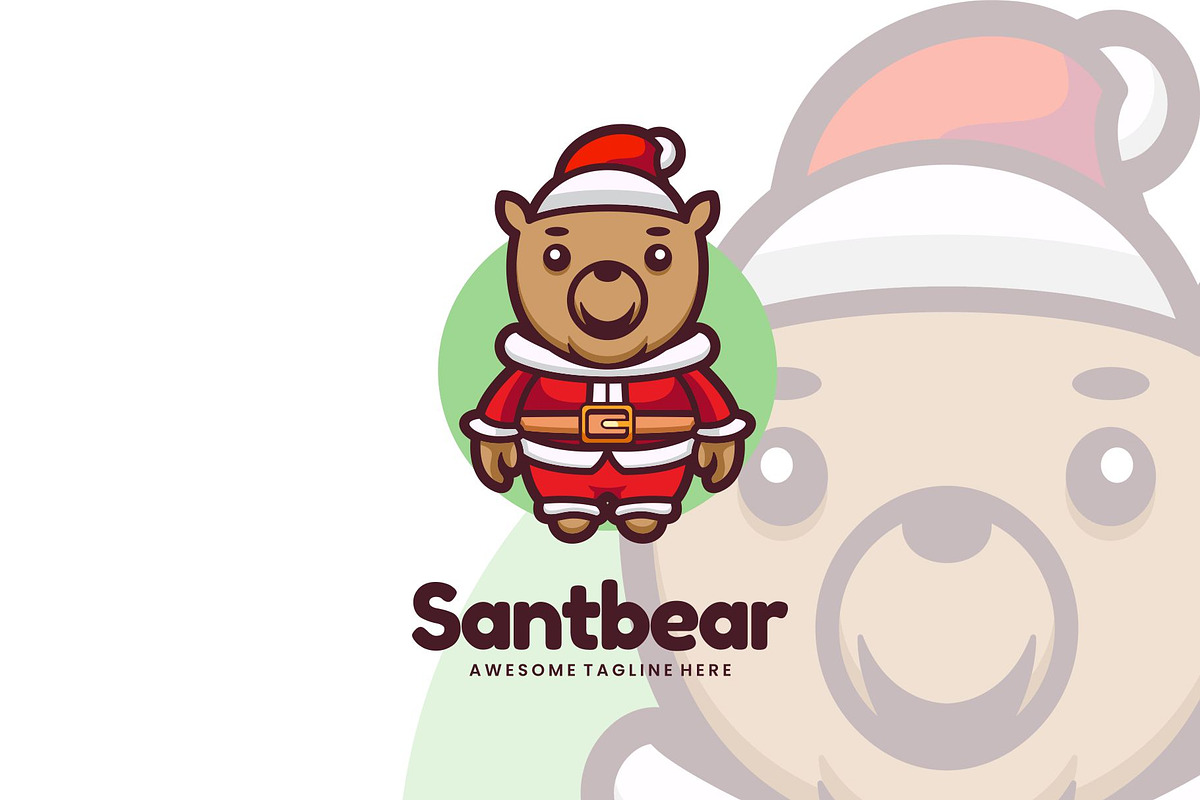 Santa Bear Mascot Cartoon Style., a Branding & Logo Template by ModalTampang