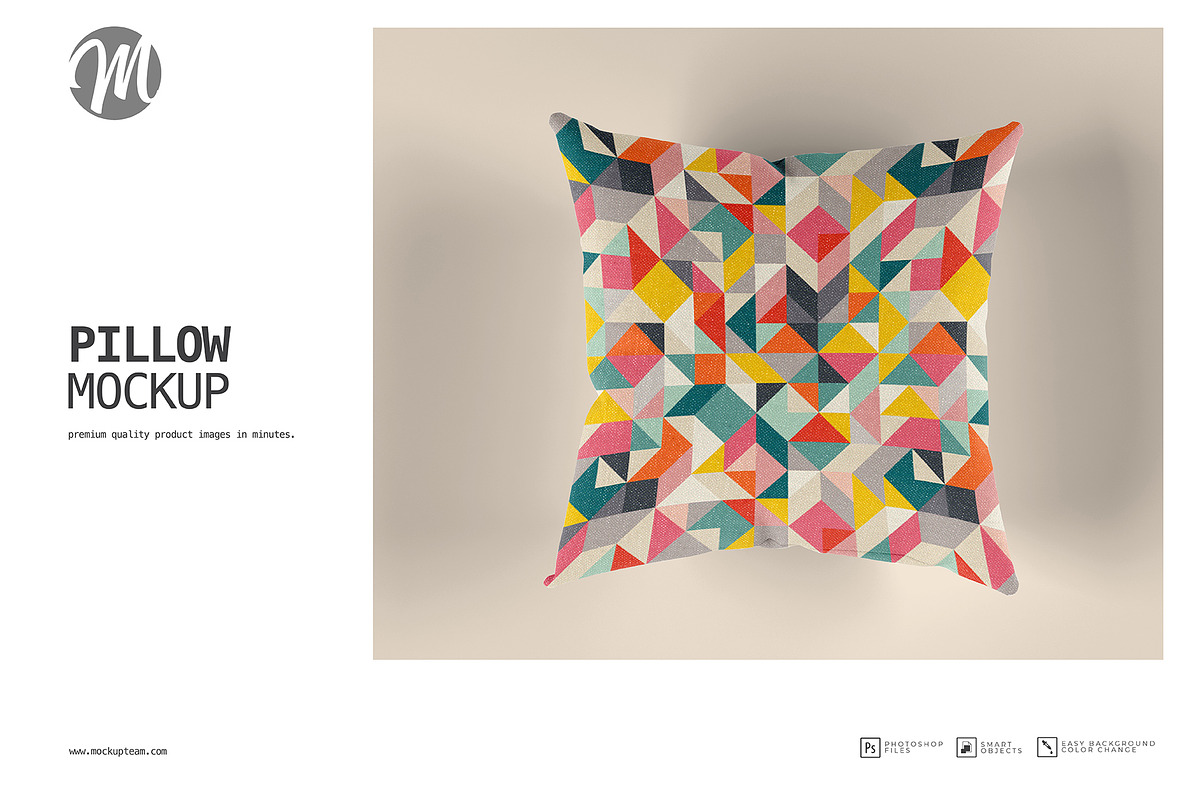 Pillow Mockup Template, an Advertising Mockup by mockupteam1 (Photo 1 of 2)