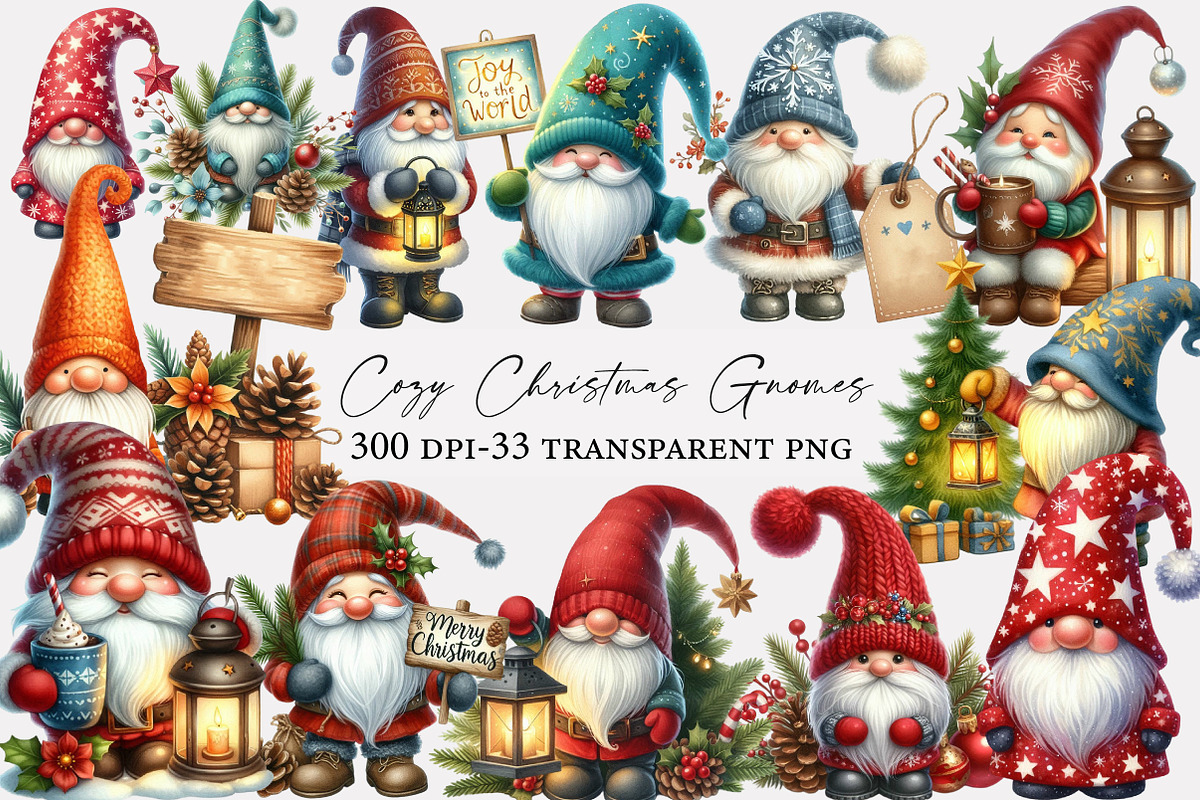 Cozy Christmas Gnomes Clipart, an Illustration by Designworld (Photo 1 of 5)