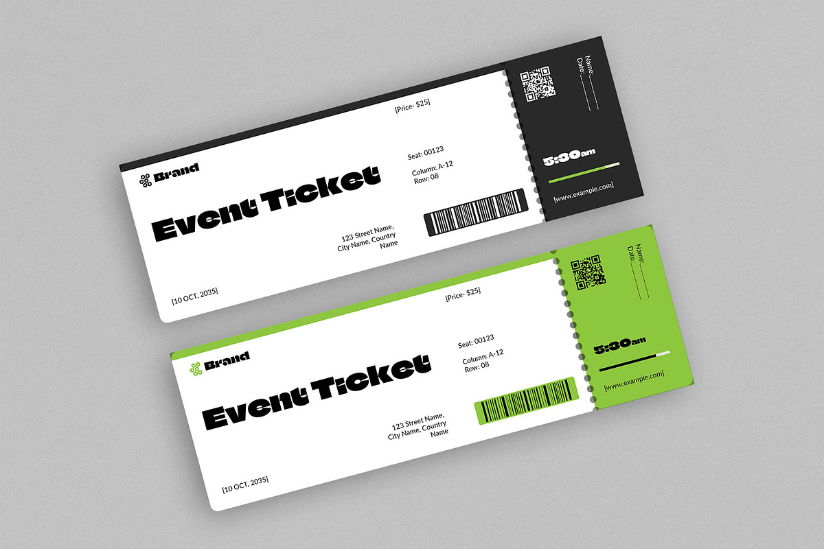 Event Ticket Layout Design Template, a Stationery Template by DesignCrest (Photo 2 of 11)