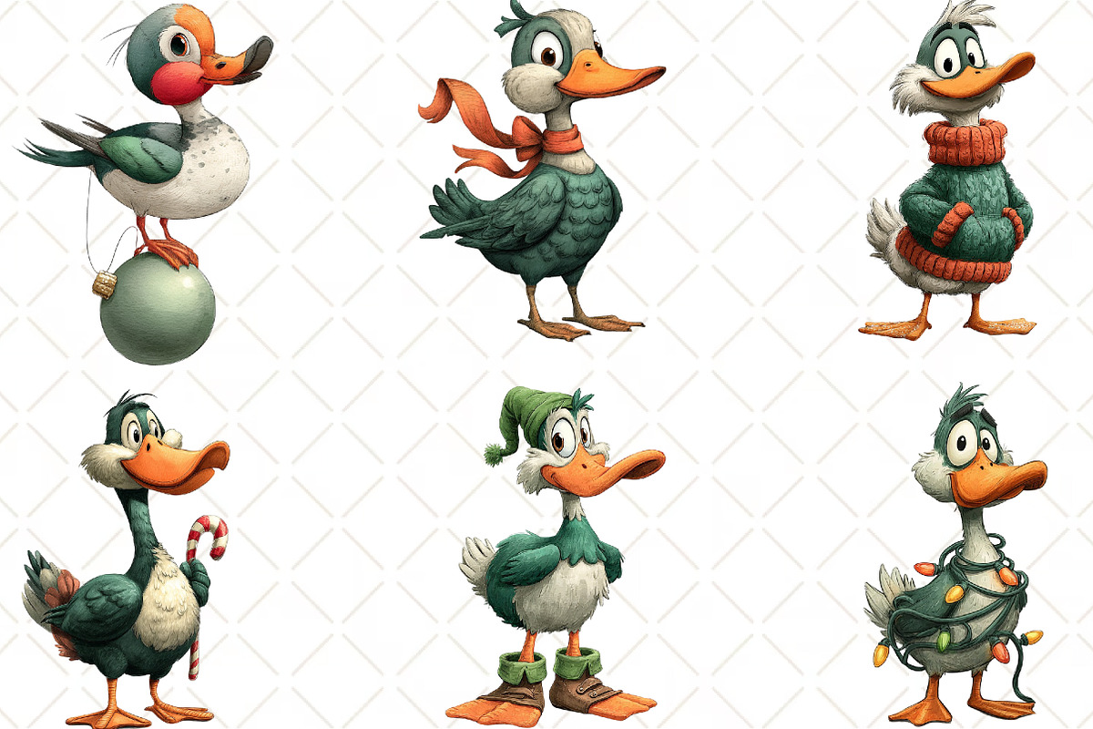 Quirky Christmas Duck Clipart PNG, an Illustration by Black Bird Studio (Photo 2 of 6)