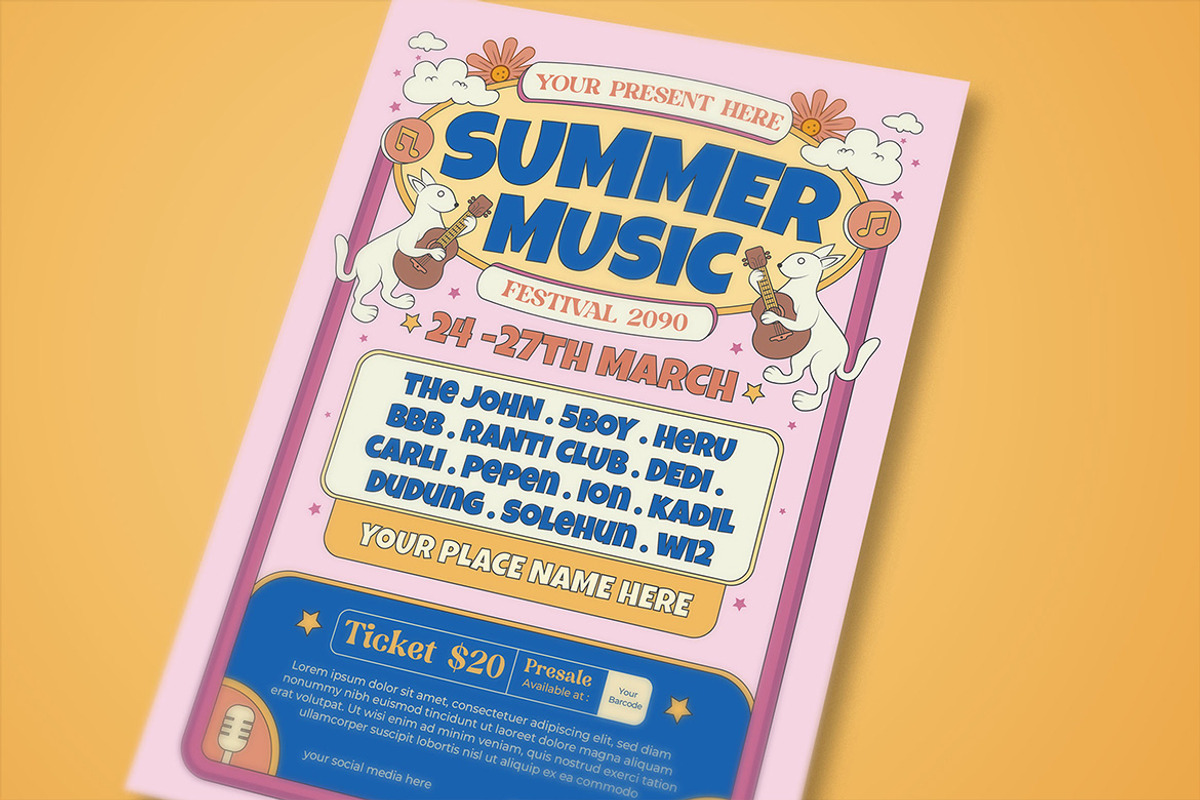 Pink Summer Music Festival Flyer, a Flyer Template by megarez (Photo 2 of 3)
