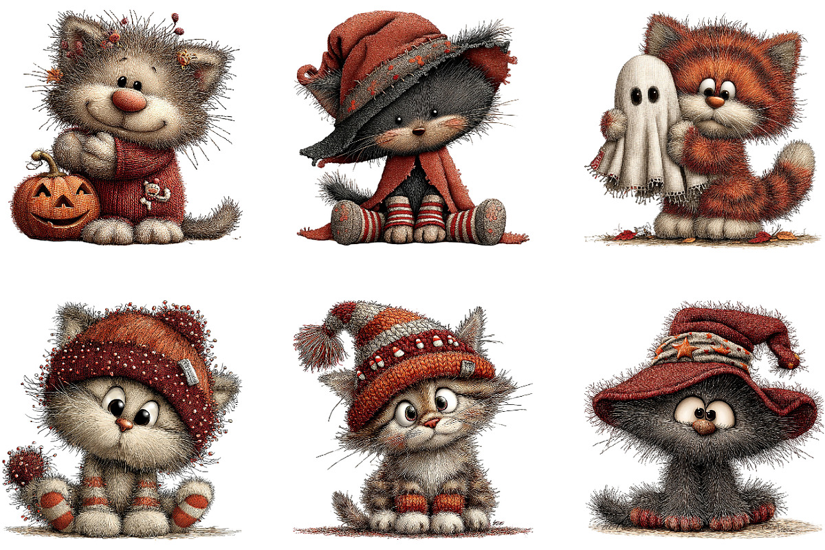 Halloween Cat Watercolor Clipart, a Seasonal Illustration by CreationArt (Photo 4 of 5)