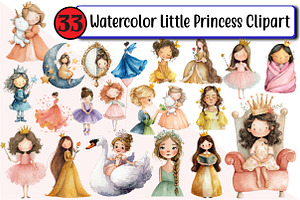 Watercolor Little Princess Clipart, an Illustration by Design Market