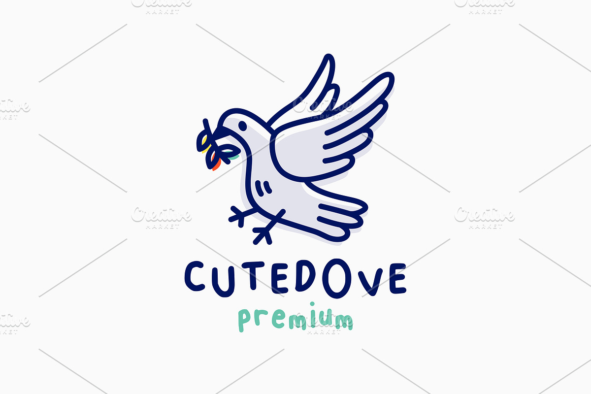 quirky cute dove cartoon logo, a Branding & Logo Template by VASTARD STUDIO