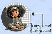 Whimsical Black Afro Girl Clipart, an Illustration by Canvas Craft (Thumbnail 2 of 7)