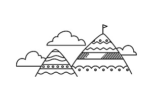 Travel camping mountain line icon, an Object Illustration by the8monkey