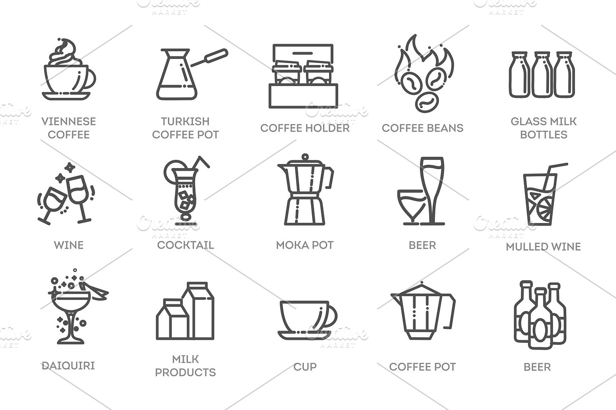 Drink Icon Set, a Food Illustration by Tettygreen (Photo 2 of 3)