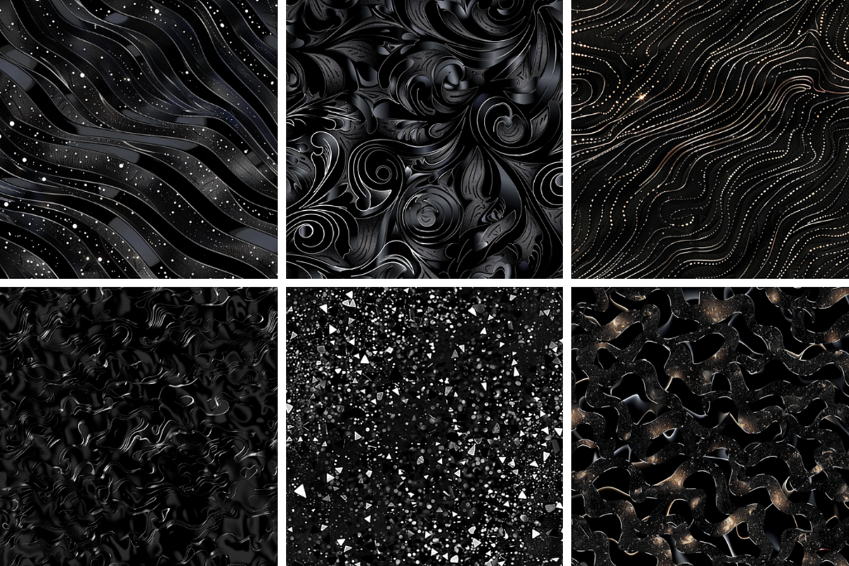 Black Shimmers Seamless Patterns, a Pattern Graphic by PrintablesByFranklyn (Photo 4 of 4)
