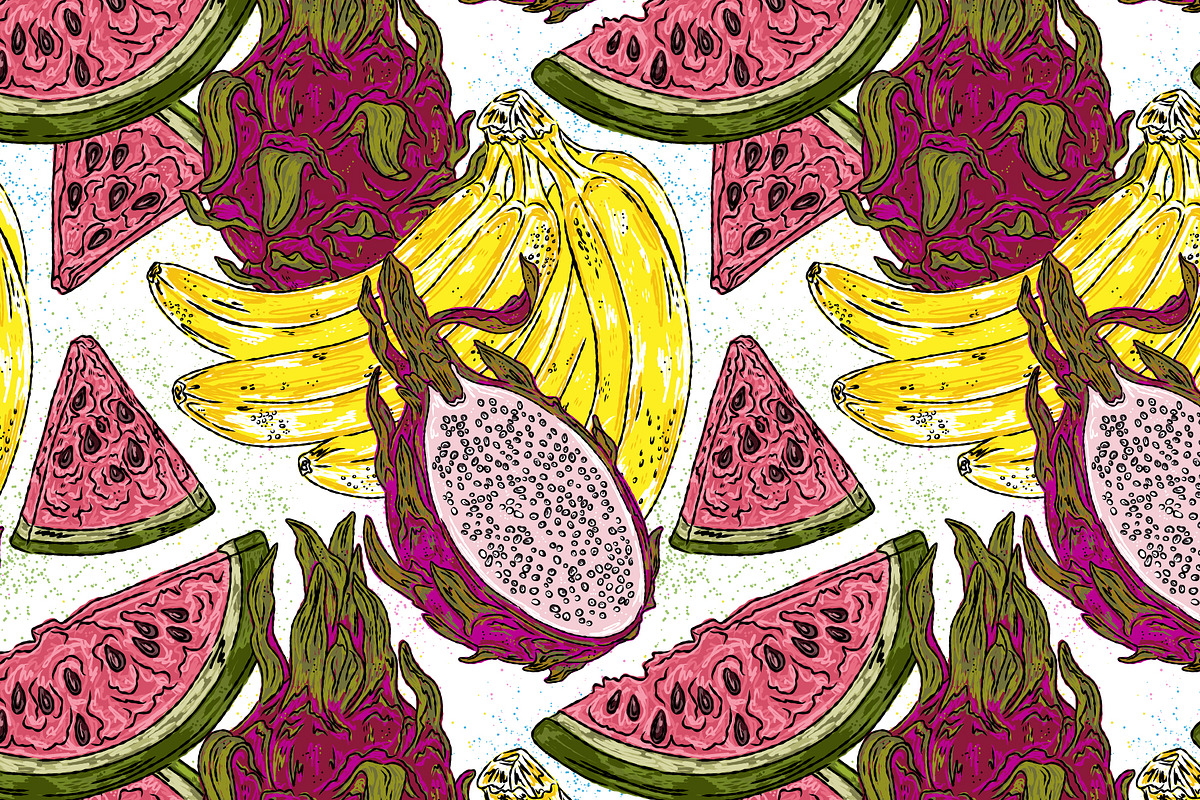 Botanical tropical fruits maximalist, a Pattern Graphic by NayaChu (Photo 2 of 9)