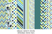 Blue & Green Digital Patterns, a Pattern Graphic by Angie Sandy (Thumbnail 1 of 2)
