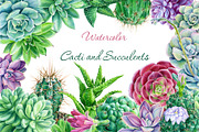 watercolor cacti and succulents, a Decorative Illustration by Hanna Hryharenka (Thumbnail 1 of 9)