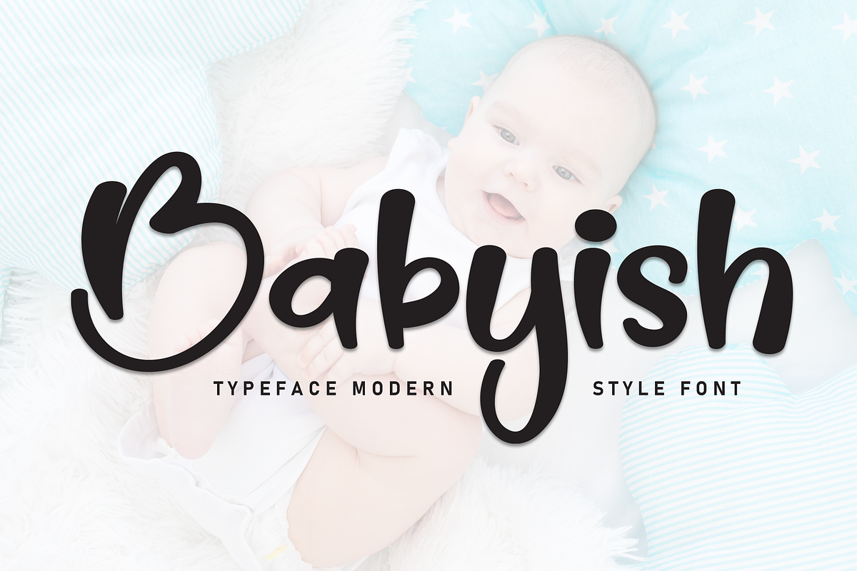 Babyish | Script Font, a Handwritten Font by Scratchones (Photo 1 of 8)