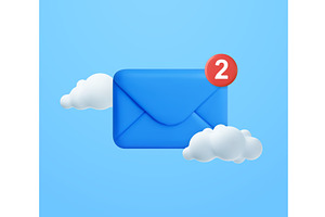 3d closed mail envelope with cloud, an Object Illustration by ModVector
