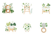 Watercolor Jungle Nursery Clipart, a Seasonal Illustration by CreationArt (Thumbnail 2 of 4)