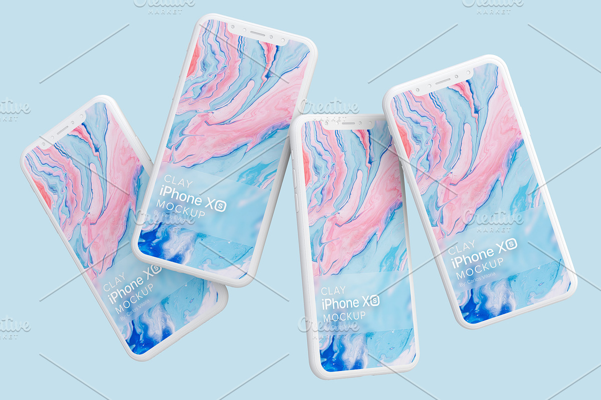 Clay iPhone XS Mockup 06, an iPhone Mockup by Mockups by Carlos Viloria (Photo 1 of 4)