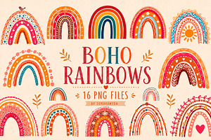 Boho Rainbow Clipart Set