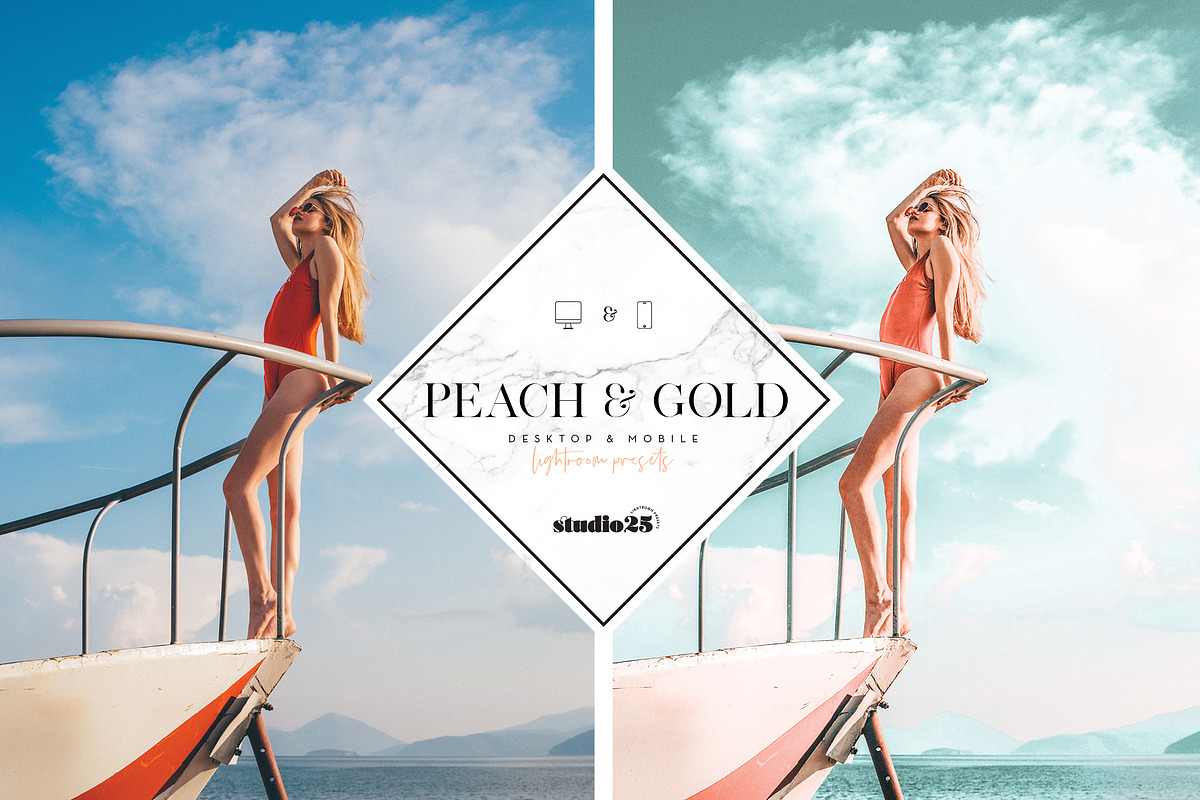 Peach and gold blogger preset, an Action Add-On by studio25 (Photo 2 of 6)