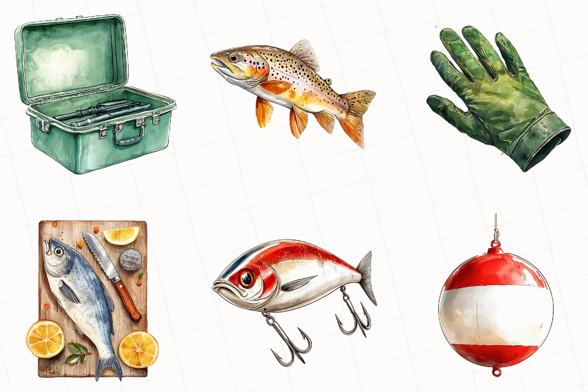 Fisherman Aesthetic Clipart, an Illustration by OK Design (Photo 3 of 5)