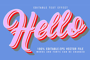 Hello 3d Editable Text Effect Vector