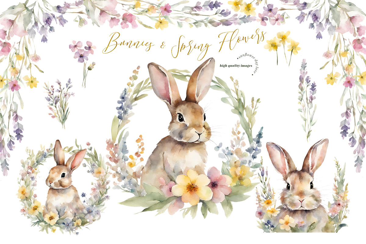 Spring Easter Cute Bunny Clipart, a Graphic by Sunflower Day Love (Photo 1 of 3)