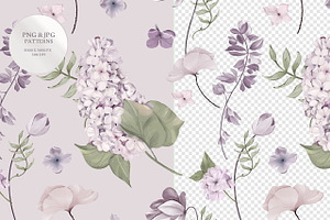 Lilac Seamless Pattern And Graphic