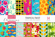 Tropical Twist digital paper pack, a Pattern Graphic by Katy Clemmans (Thumbnail 1 of 5)