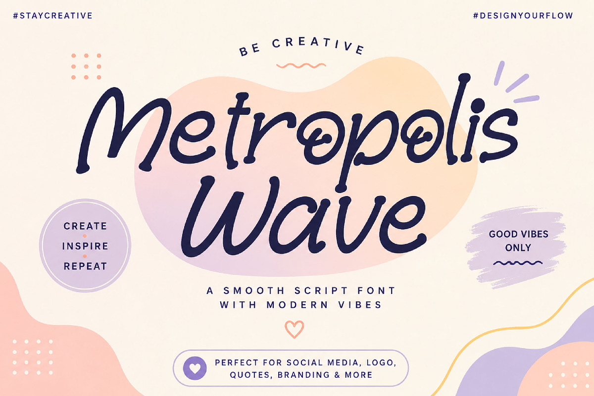 Metropolis Wave, a Handwritten Font by Wow Magic (Photo 1 of 4)