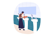 Kids wash hands in public toilet set, a Person Illustration by Good Studio (Thumbnail 3 of 4)