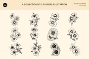 12 Hand Drawn Flowers Illustration, an Object Illustration by SLAB! Design (Thumbnail 2 of 3)