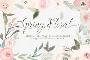 Spring Floral Watercolor Clipart Set