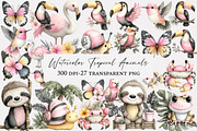 Watercolor Tropical Animals Clipart, an Illustration by Designworld (Thumbnail 1 of 5)
