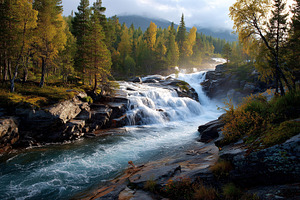 Powerful waterfall rushes through, a Nature Photo by MistyDay