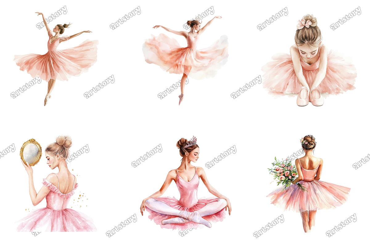 Watercolor Blush Pink Ballerina Clip, an Illustration by designcity5 (Photo 3 of 5)