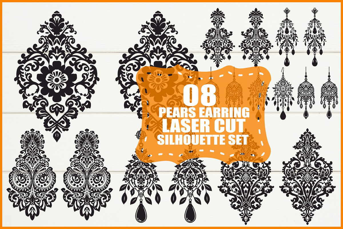 Ornamental Pears Earrings Set, an Illustration by Gfx_Store