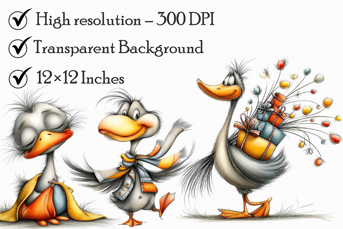 Whimsical Geese Clipart, an Illustration by Libby Wishes (Photo 5 of 7)
