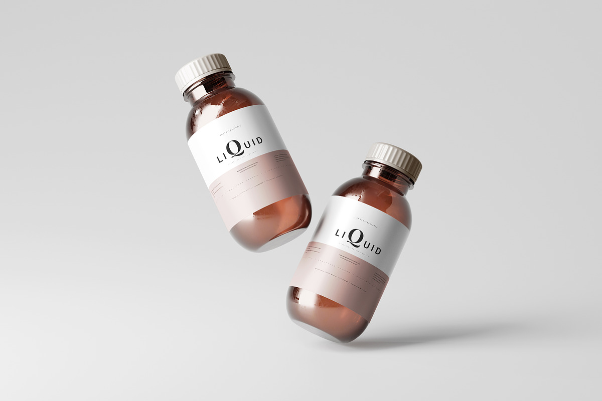 Amber Glass Medicine Bottle Mockup, a Cups & Container Mockup by pmvch (Photo 1 of 10)