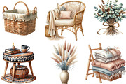 Watercolor Boho Interior Clipart, an Illustration by Designking (Thumbnail 2 of 4)