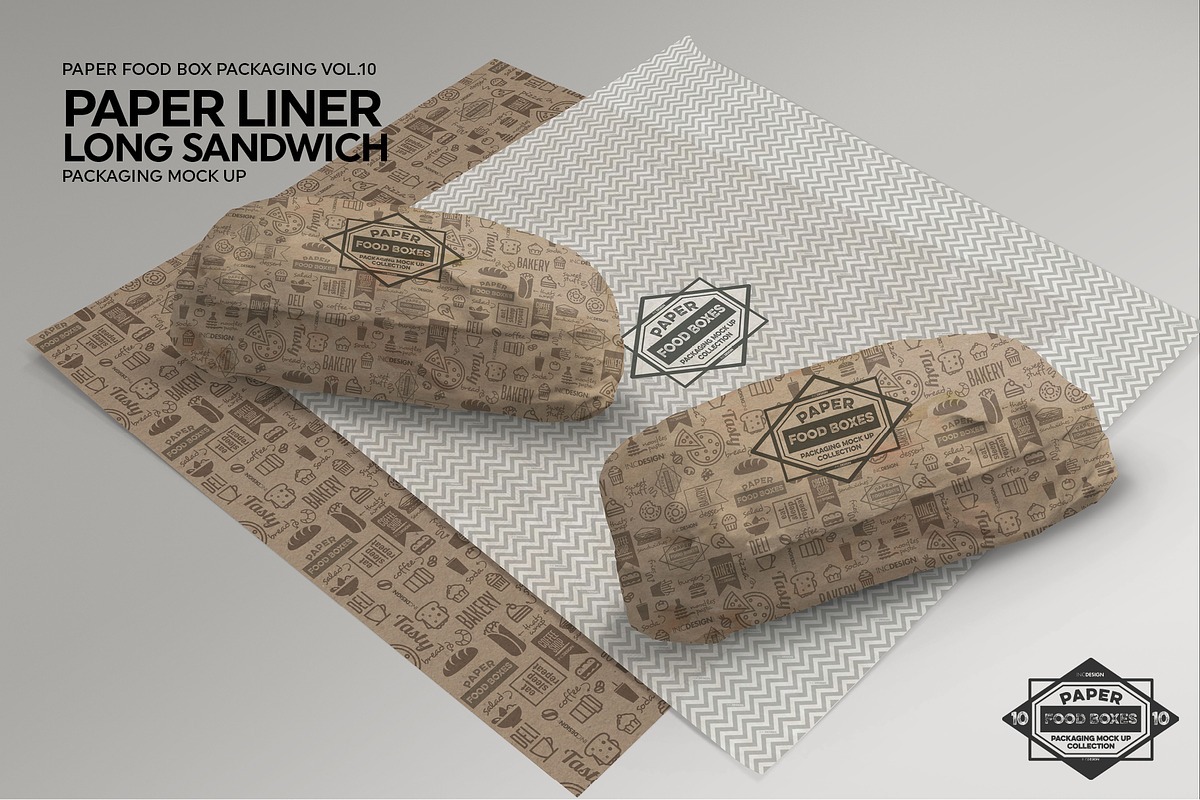 Long Sandwich Paper Liner Mockup, a Product Mockup by INCDesign (Photo 3 of 6)