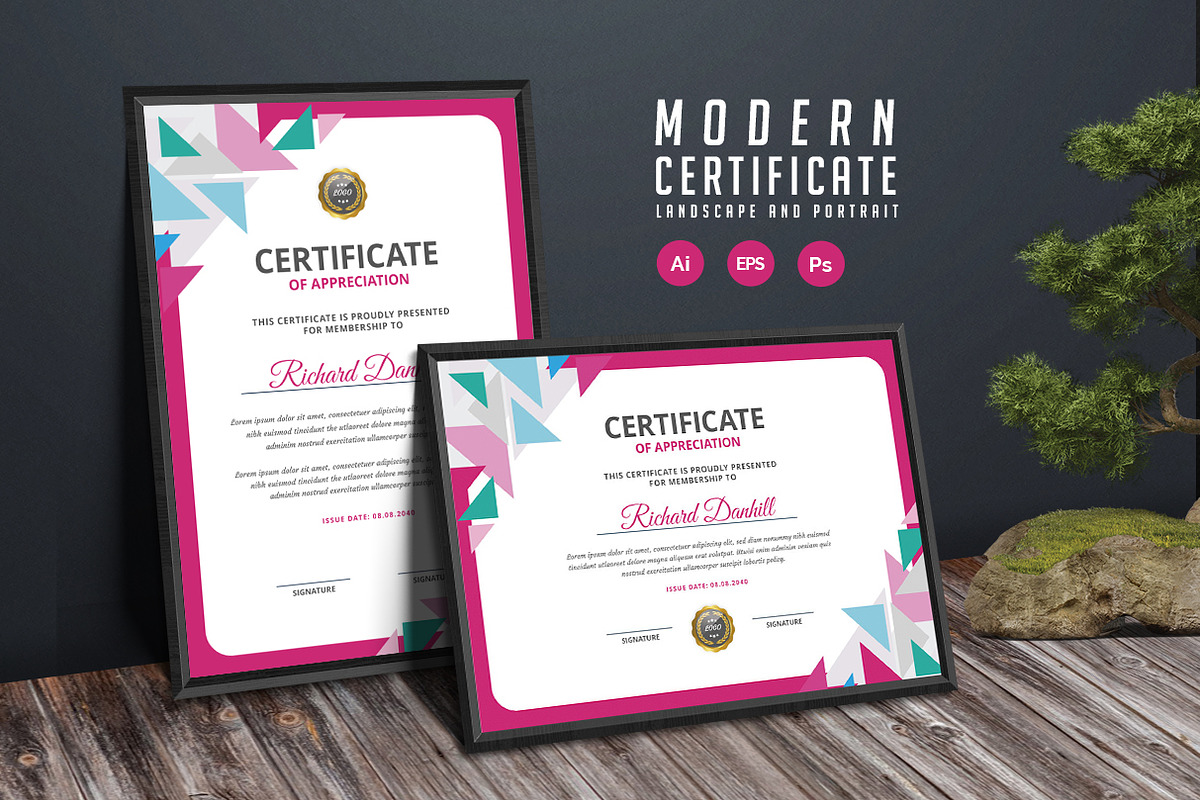 573. Modern Certificate Template, a Stationery Template by CreativeRezwan (Photo 2 of 3)
