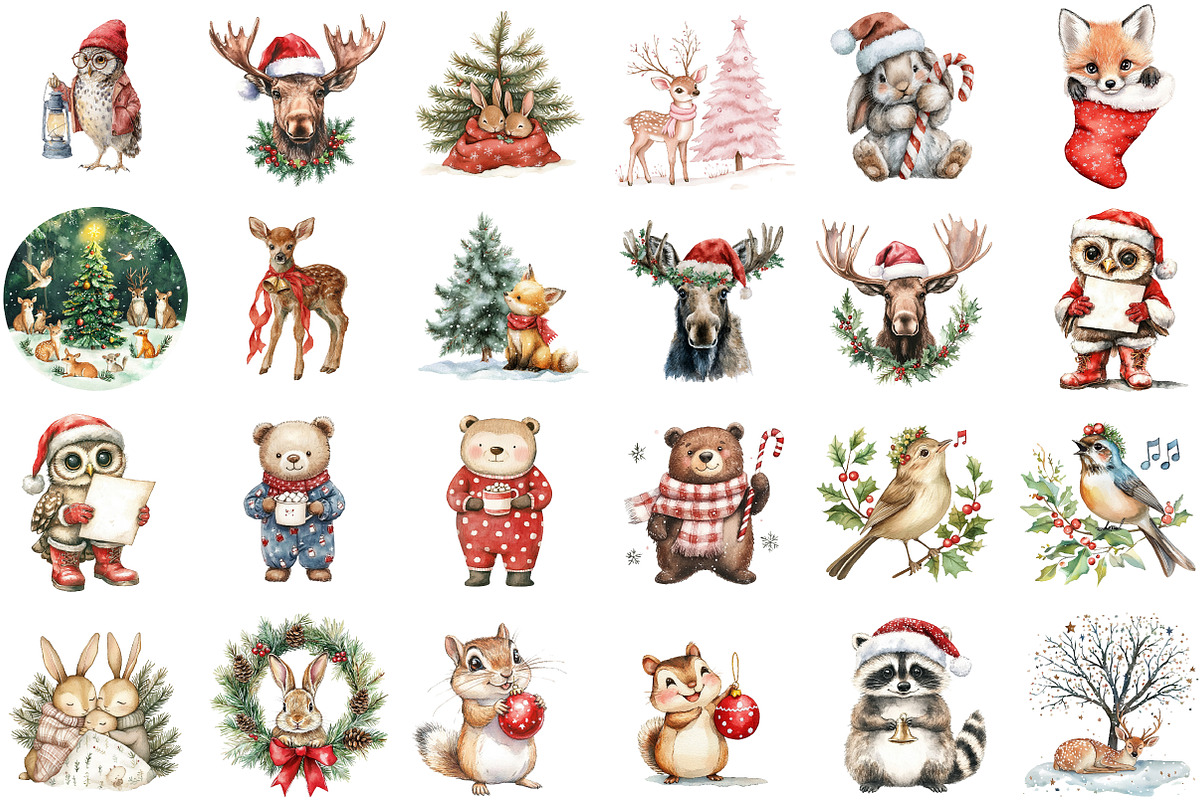 Sweet Christmas Woodland Animals Bun, an Illustration by Sublimation Artist (Photo 2 of 6)