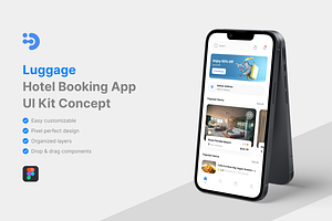 Luggage - Hotel Booking App UI Kit, an UI Kit Template by iDoodle Studio