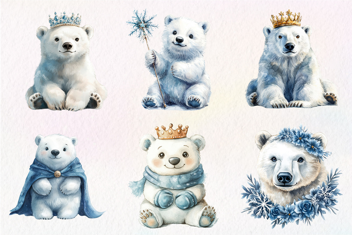 Christmas Polar Bear Clipart, an Illustration by Dream Creation (Photo 5 of 6)