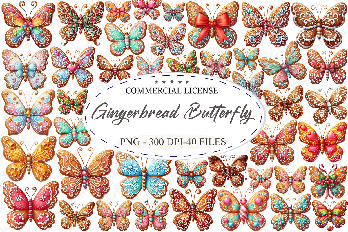 Gingerbread Cookie Butterfly Clipart, an Illustration by designcity5 (Photo 1 of 5)