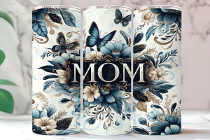 Mom Butterfly Floral Tumbler, a Background Photo by LamanAzalea