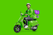 Delivery guy on scooter Mockup, an Advertising Mockup by BlackMockup (Thumbnail 10 of 12)