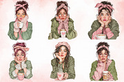 Whimsical Valentine Coffee Girl Clip, an Illustration by Libby Wishes (Thumbnail 6 of 7)