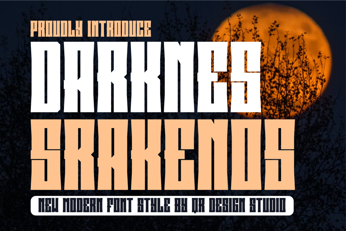 Darknes Srakenos, a Sans Serif Font by QR Design Studio (Photo 1 of 7)