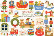 Santa's Workshop Clipart Christmas, a Seasonal Illustration by SugarCloudStudioArt (Thumbnail 1 of 6)